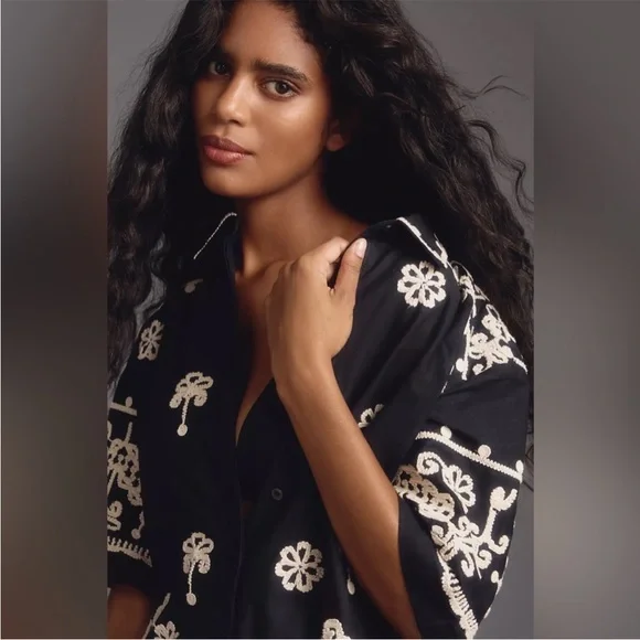 SOLD - Anthropologie Maeve Short-Sleeve Collared Mini Shirt Dress - Picture 5 of 15